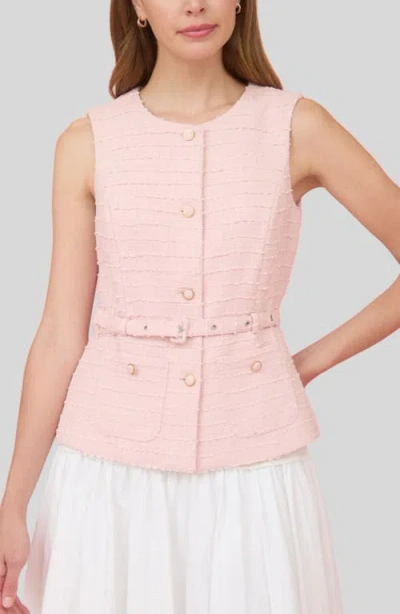 Zoe And Claire Belted Tweed Vest In Pink