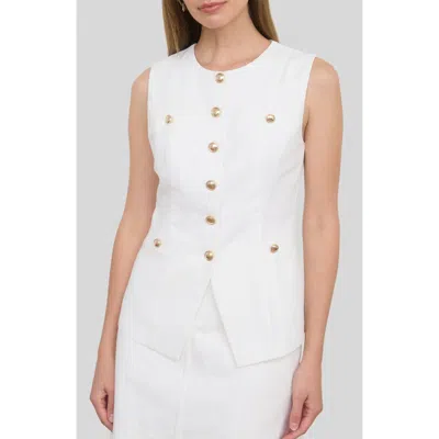 Zoe And Claire Button Up Vest In White