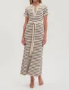 Zoe And Claire Claire Striped Crochet Dress In Navy Ivory In Brown
