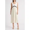Zoe And Claire Colorblock Midi Sundress In Neutral