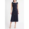 Zoe And Claire Contrast Collar Button-up Shirtdress In Blue