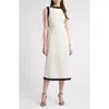 Zoe And Claire Contrast Trim Linen & Cotton Blend Midi Dress