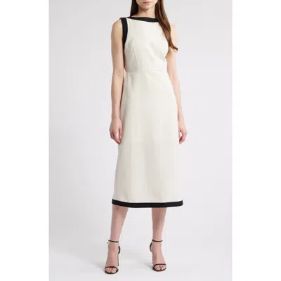 Zoe And Claire Contrast Trim Linen & Cotton Blend Midi Dress