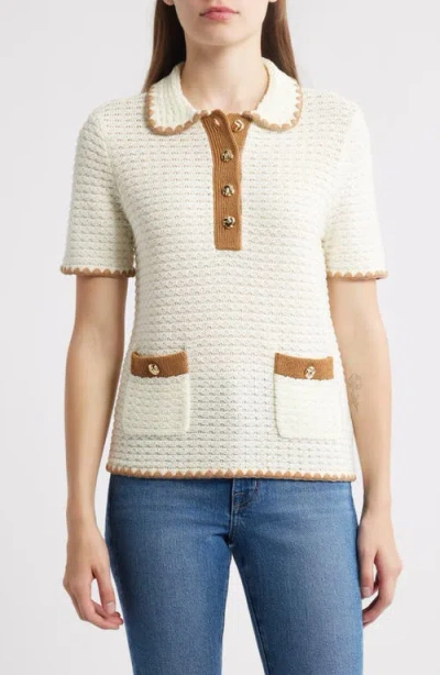 Zoe And Claire Contrast Trim Polo Sweater