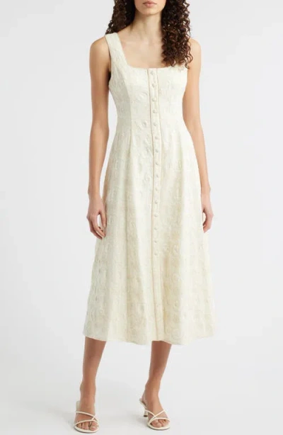 Zoe And Claire Embroidered Button-up Dress In White