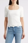 Zoe And Claire Embroidered Cutout Sweater In White