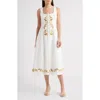 Zoe And Claire Embroidered Sleeveless Midi Dress