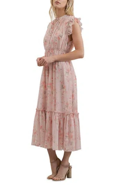Zoe And Claire Floral Print Maxi Dress In Pink Floral