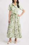 Zoe And Claire Floral Tiered Cotton Shirtdress In Multi