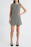 Zoe And Claire Houndstooth Check Shift Minidress In Animal Print