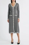 Zoe And Claire Houndstooth Long Sleeve Sweater Dress In Multi