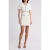 Zoe And Claire Lace Trim Tweed Minidress In Ivory