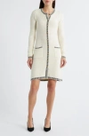 Zoe And Claire Long Sleeve Structured Midi Sweater Dress In Neutral