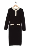 Zoe And Claire Long Sleeve Sweater Dress In Black