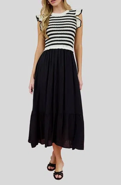 Zoe And Claire Mixed Media Midi Dress
