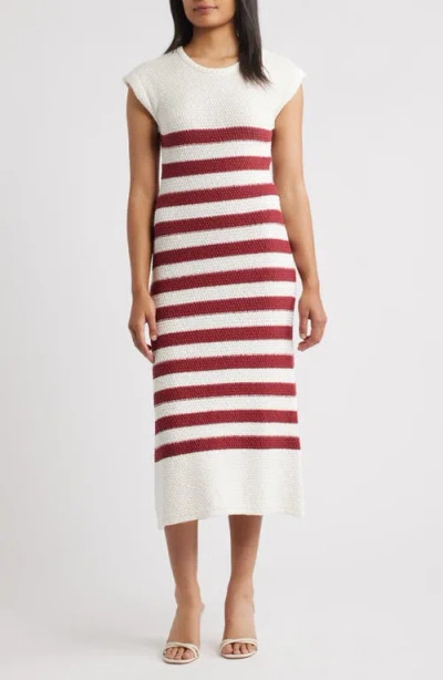 Zoe And Claire Placed Stripe Cotton Sweater Dress In Red