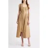 Zoe And Claire Pleated Zip Cotton Midi Dress