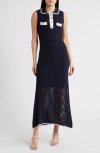 Zoe And Claire Polo Sweater Midi Dress In Black