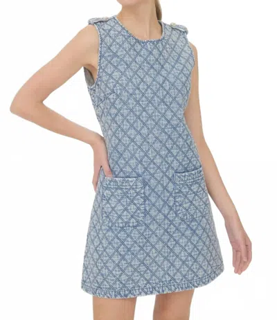 Zoe And Claire Quilted Mini Dress In Denim In Blue