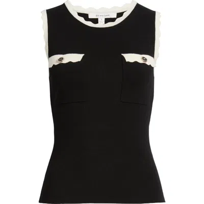 Zoe And Claire Scallop Trim Sleeveless Sweater In Black