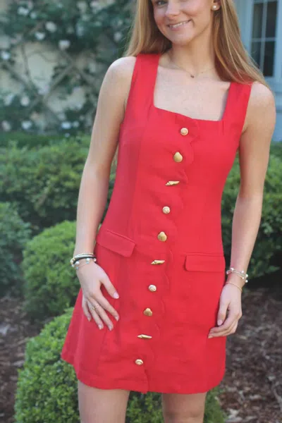 Zoe And Claire Seashell Button Mini Dress In Ruby In Pink