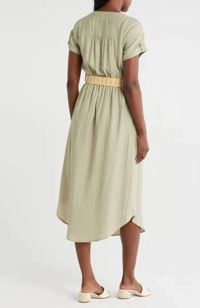 Zoe And Claire Short Sleeve Belted Shirtdress