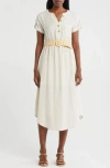 Zoe And Claire Short Sleeve Belted Shirtdress