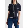 Zoe And Claire Short Sleeve Button-up Top