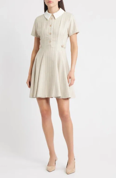 Zoe And Claire Short Sleeve Fit & Flare Shirtdress In Neutral