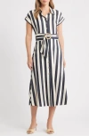 Zoe And Claire Stripe Belted Midi Shirtdress In Multi