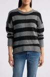 Zoe And Claire Stripe Crewneck Sweater In Grey