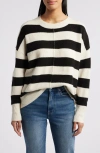 Zoe And Claire Stripe Crewneck Sweater In Ivory