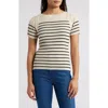 Zoe And Claire Stripe Crochet Trim Sweater In Natural