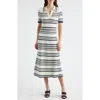 Zoe And Claire Stripe Midi Polo Sweater Dress