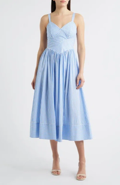 Zoe And Claire Stripe Midi Sundress In Blue
