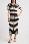 Zoe And Claire Stripe Midi Sweater Dress In Black