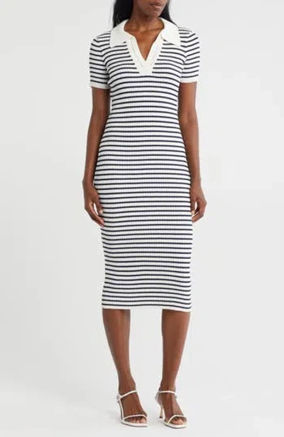 Zoe And Claire Stripe Short Sleeve Midi Dress