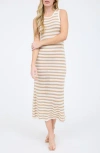 Zoe And Claire Stripe Sleeveless Knit Midi Dress