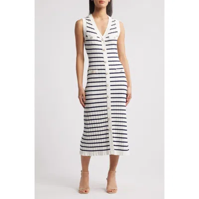 Zoe And Claire Stripe Sleeveless Sweater Dress