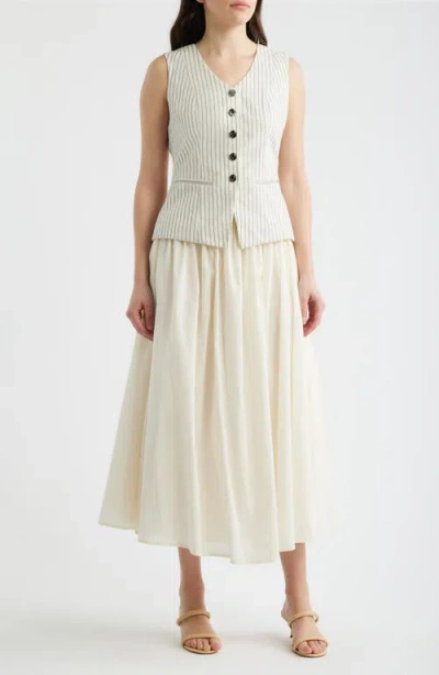 Zoe And Claire Stripe Vest Top Twofer Dress In White