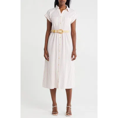 Zoe And Claire Striped Belted Shirtdress