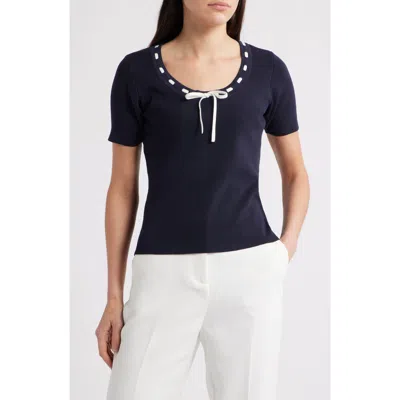 Zoe And Claire Tie Detail Short Sleeve Sweater