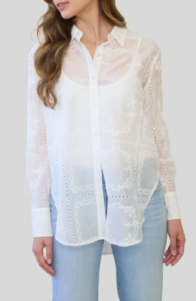 Zoe And Claire Transparent Embroidered Shirt In White