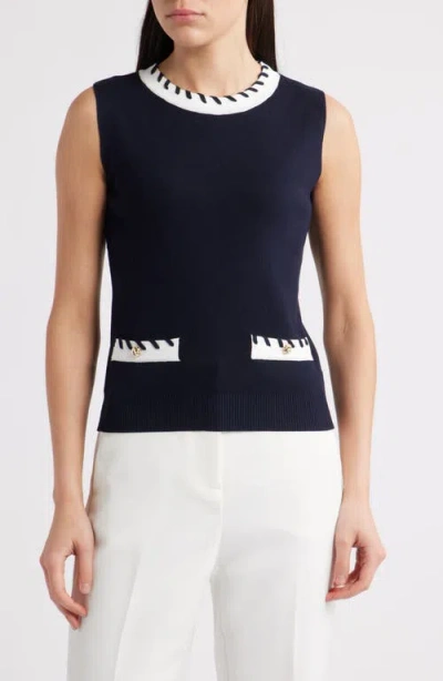 Zoe And Claire Whipstitched Sleeveless Sweater