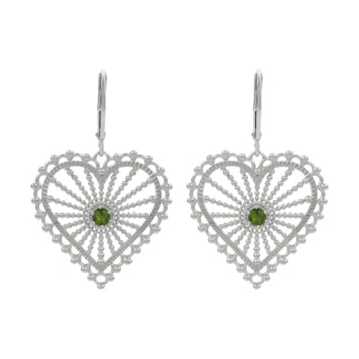 Zoe And Morgan Women's Amor Earrings Silver Chrome Diopside
