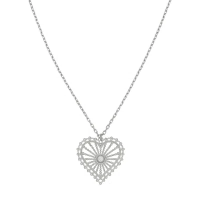 Zoe And Morgan Women's Amor Necklace Silver White Zircon