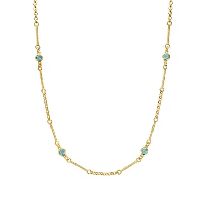Zoe And Morgan Women's Blue / Gold Azalea Necklace Gold Blue Apatite