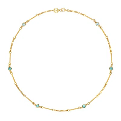 Zoe And Morgan Women's Blue / Gold Azalea Necklace Gold Blue Apatite