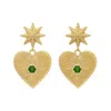 Zoe And Morgan Women's Brave Heart Earrings Gold Chrome Diopside In Gold