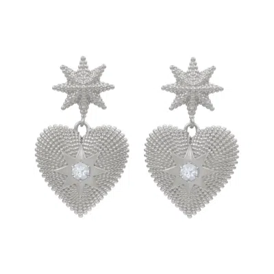 Zoe And Morgan Women's Brave Heart Earrings Silver Aquamarine In Metallic